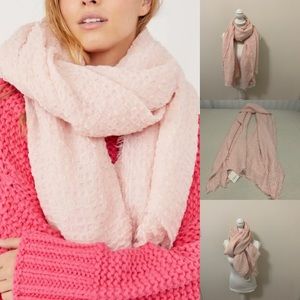 Free People Long Weekend Waffle Scarf - Color Ballet - Light Pink NWT
